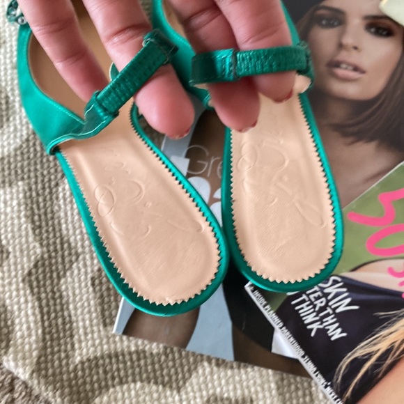 “J Crew,Colette” satin emerald green slingback with  embellished bow; size 7.5 - Picture 9 of 12